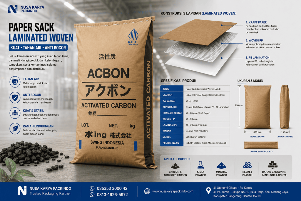 SACK KRAFT WOVEN LAMINATED CARBON BLACK