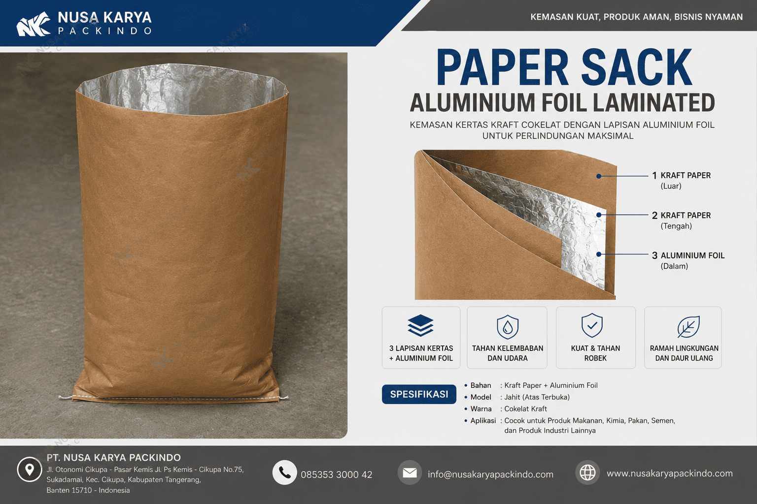 Paper Sack Alumunium Foil Laminated