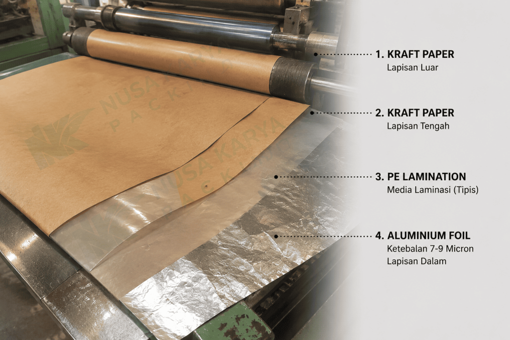 SUSUNAN LAPISAN PAPER SACK ALUMUNIUM FOIL LAMINATED